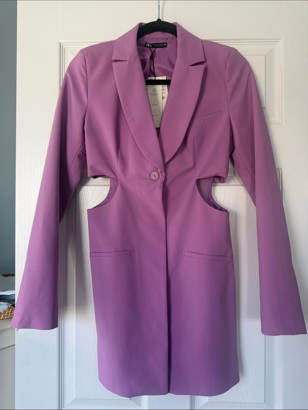 Zara Lilac Cutout Button Blazer Dress